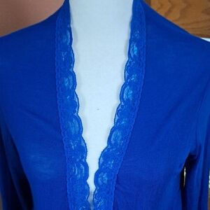 KEREN hart Blue Lace-Trim Women's Sweater